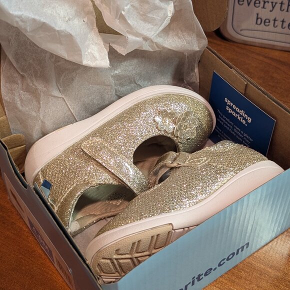 Stride Rite Toddler Holly Sparkle Mary Jane Champagne Size 4.5 Medium - Picture 9 of 9